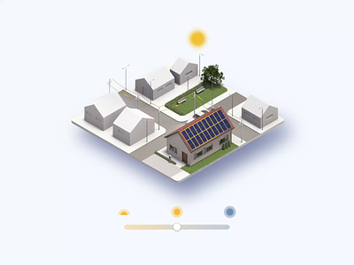 Volta Solar’s interactive 3d model 🏠☀️ 3d animation day graphic design house how it works minimal motion night panels process shadow solar energy solar system sun switch ui web design