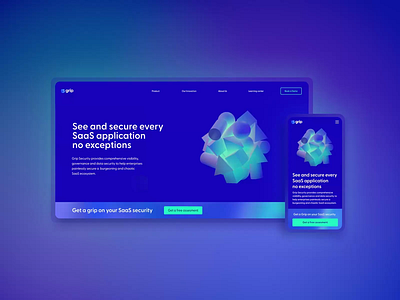 Grip Security's Website 😍 animation blue cyber desktop elements graphic design green grip hightech mobile motion product design protection saas security shapes ui ux web design website deswign