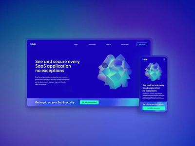 Grip Security's Website 😍 animation blue cyber desktop elements graphic design green grip hightech mobile motion product design protection saas security shapes ui ux web design website deswign