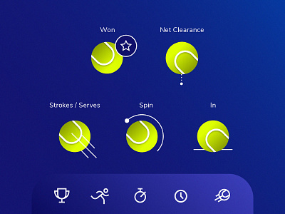 Baseline App's Icons 🎾 app ball blue competition design game icon icon set icons illustration mobile product design tennis ui ux vector yellow