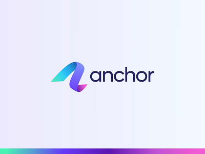 Anchor's Logo 🤩 billing blue branding concept design effortless flow gradient green illustration logo minimalistic pink purple shape simple typography vector