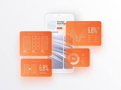 Storemaven's UI elements 3d app branding design elements features floating games graphic design illustration mobile orange product product design store ui ux vector web design