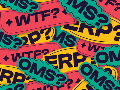 PDQ - Questions 🤩 2d bold branding case study erp greem illustration logistics oms pack pdq prettydamnquick print questions red shipping stickers typography wtf yellow