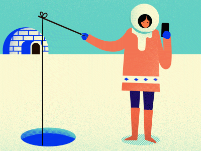 Eskimo animation character designer eskimo gif girl igloo illustration iphone motion studionmore web