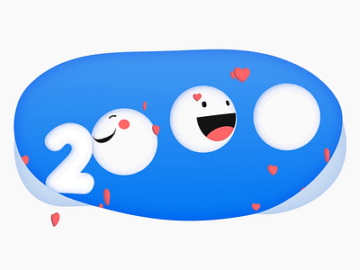 Celebrating 2K animation emoji heart icon illustration motion