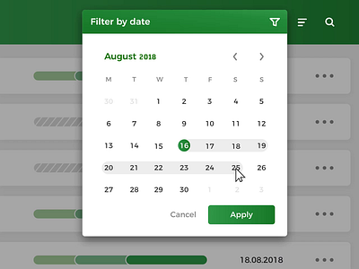 Calendar filter/sort UI Animation 2d animation app calendar date design designer filter flow gif icon order search system ui ux uxuidesign web