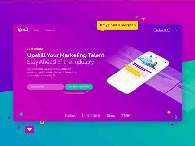 Zest Header design gradient header media platform purple social ui ux web website