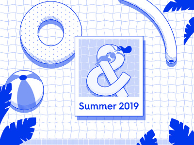 Summer 2019 blue design illustration logo pic polaroid pool summer water