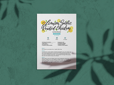 Lemon Garlic Roasted Chicken card editorial editorial layout illustration lemons lettering print recipe