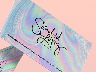 Makeup Artist Branding branding business cards calligraphy holographic lettering pastel
