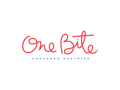 One Bite Logo bakery brand branding calligraphy cupcakes identity lettering logo packaging pastries