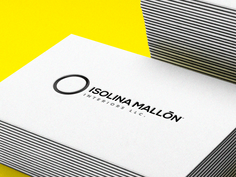 Isolina Mallon Logo black branding business cards identity logo print triplex yellow