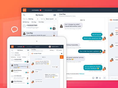 Instaply Customer Service App chat conversation customer interface ui