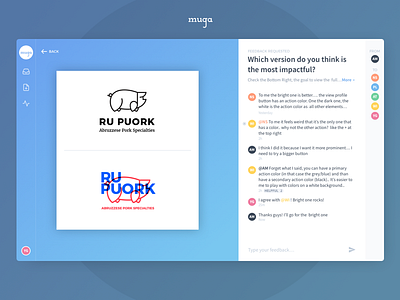Muga: a critique/feedback platform chat interface ui