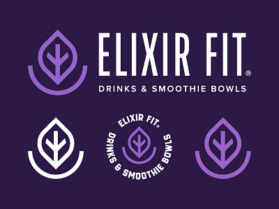 Elixir Fit bowl brand branding color design drinks icon logo logotype mark purple smoothie smoothiebowl smoothies symbol