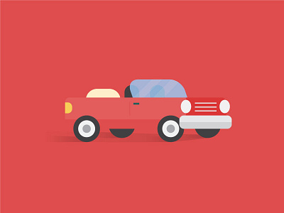 1/365 Red Car car design flat illustration oldie red vector