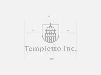 Tempietto Inc. building design icon logo logotype old building shield stroke symbol