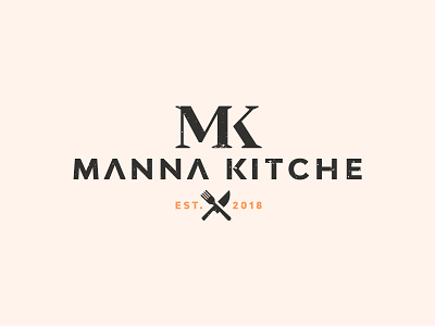 Manna Kitche design fork icon kitchen knife logo logotype mk symbol text