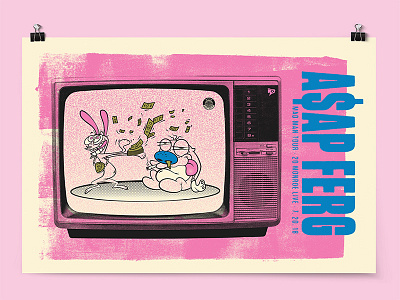 A$AP Ferg Poster cartoon cool fun music pink poster rap tv