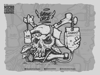 Game Over art character graphic illustration skull vector