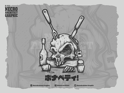Bon Appetit! art character graphic illustration skull vector