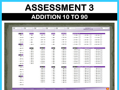 Math Addition Assessment 3 For Elementary and Primary School branding
