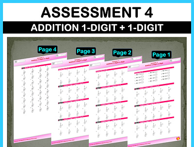 Math Addition Assessment 4 For Elementary and Primary School branding