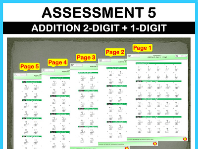 Math Addition Assessment 5 For Elementary and Primary School branding