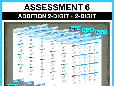 Math Addition Assessment 6 For Elementary and Primary School branding