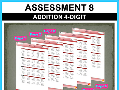 Math Addition Assessment 8 For Elementary and Primary School branding