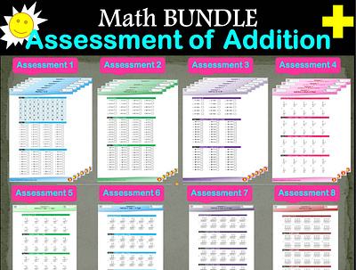 Math Addition Assessment For Elementary and Primary School BUNDL branding