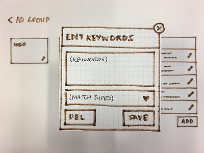 Edit Ad Group Keywords adgroup keywords paper prototyping sem ui