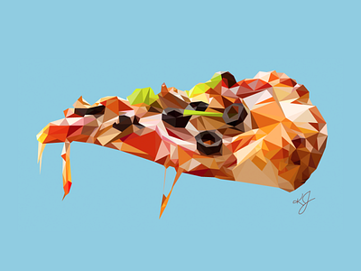 Supreme Pizza foodie illustration illustrator low poly lowpoly pizza
