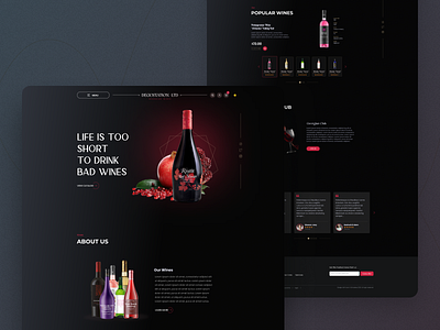Wine Landing Page branding design ecommerce graphic design header section hero section illustration landing page minimal product design ui ux wine wine shop