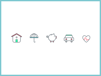 Insurance icons colorful icons illustrations