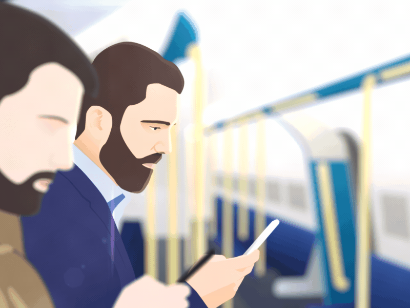 Train ride animation flicker illustration lighting motion design phone subway