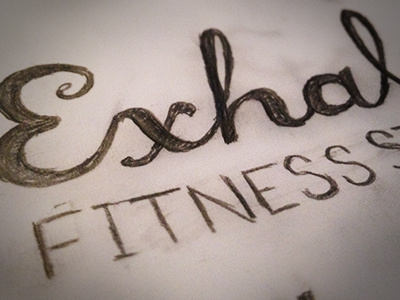 Dribbble Exhale WIP hand lettered logo work in progress