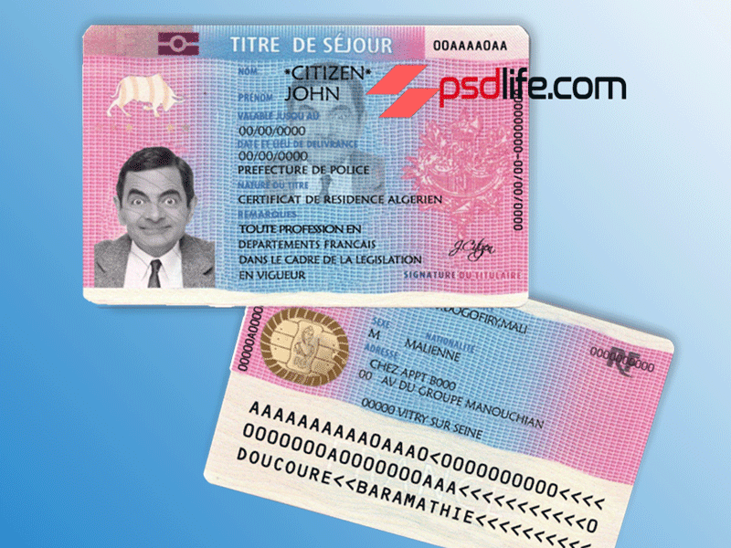 France residence card | french fake resident permit card psd by psd on ...