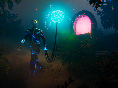 Portal to Paradise android blender concept art gateway night portal power