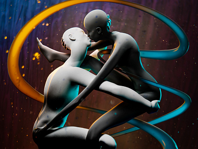 Longing in the Cosmos 3d abstract blender kiss longing lust surreal