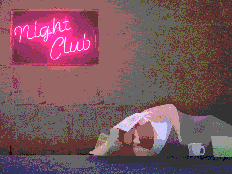 Night Club animation flicker gif glow homeless neon noise saber sign sleep