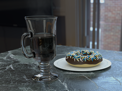 Fancy Breakfast 3d blender coffee donut kitchen render