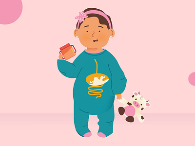 Baby Milk Allergy baby characterdesign cow girl illustration mexico milk nutrition pink vector