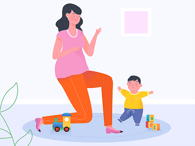 Playing with mom baby character design illustration mexico mom nestle nestlé pheerg vector