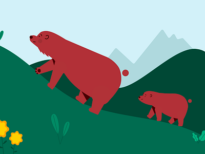 Rock Climbing Bears animation bear bears characterdesign illustration mom mountains pheerg vector walking woods