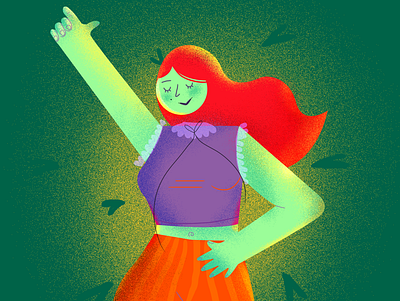 Dancing digital doodle girl illustration texture vector