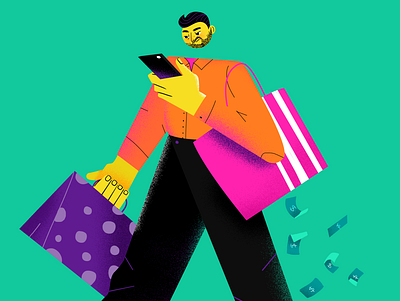 Shopping character characterdesign digital illustration pheerg shopping vector