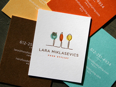 Lara Miklasevics Food Stylist Branding and Business Cards 4 color branding business cards food stylist lara miklasevics letterpress logo logo design westwerk