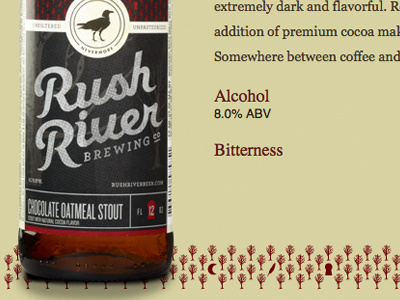 Rush River Website beer brewery chocolate oatmeal stout icon design logo nevermore package design pattern design rush river site design website website design westwerk
