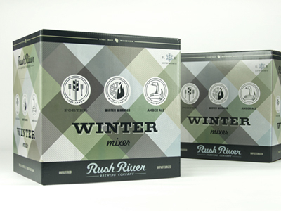 Rush River Winter Mixer beer box icons package package design rush river winter mixer